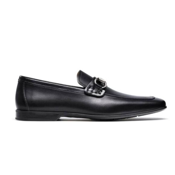 MAGNANNI Black Leather Bit Loafer Size 11.5M - Picture 1 of 7